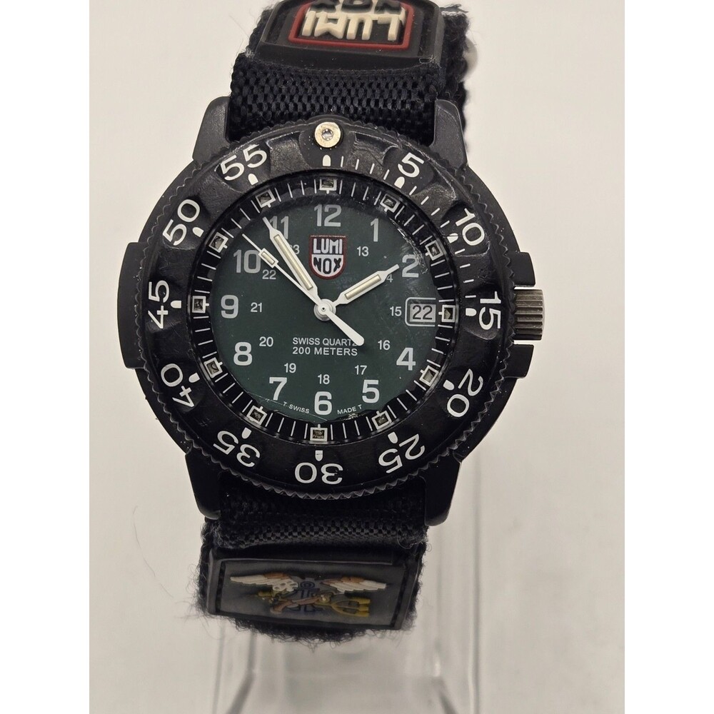 LUMINOX Navy SEAL 3000 Series Black Dial Nylon NATO strap. New Crystal - Read.